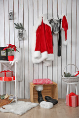 Obraz premium Interior of Santa Claus home on white wooden wall