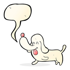 cartoon happy dog with speech bubble