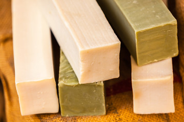 Colorful handmade soap in a beauty shop