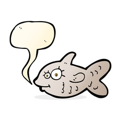 cartoon happy goldfish with speech bubble