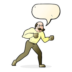 cartoon retro boxer man with speech bubble