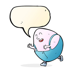 cartoon humpty dumpty egg character with speech bubble