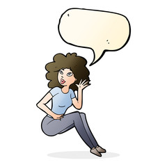 cartoon woman listening with speech bubble