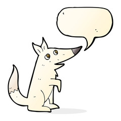cartoon wolf cub with speech bubble