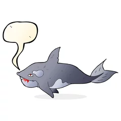Gordijnen cartoon killer whale with speech bubble © lineartestpilot