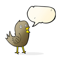 cartoon tweeting bird with speech bubble