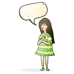 cartoon surprised girl with speech bubble