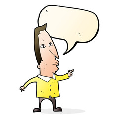 cartoon pointing man with speech bubble