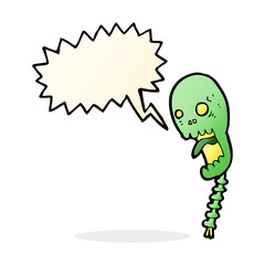 funny cartoon skull with speech bubble