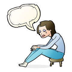 cartoon crying woman with speech bubble