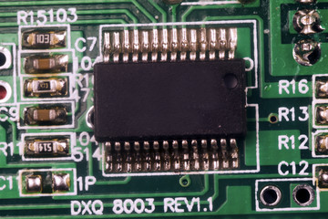 electronic components on a printed circuit board