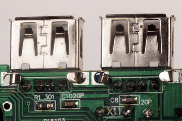 electronic components on a printed circuit board