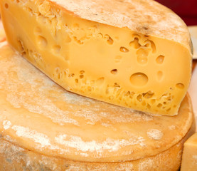 cheese with holes for sale in the market of food