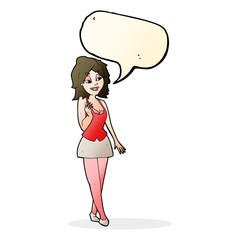cartoon attractive office woman with speech bubble