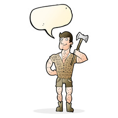 cartoon lumberjack with speech bubble