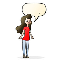 cartoon pretty girl with speech bubble