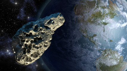 Asteroid on a collision course with Earth. 