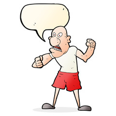 cartoon violent man with speech bubble
