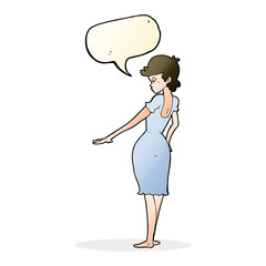 cartoon pretty woman looking at nails with speech bubble