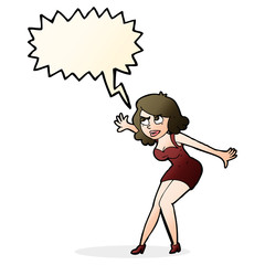 cartoon female spy with speech bubble