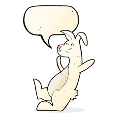 cartoon white rabbit with speech bubble