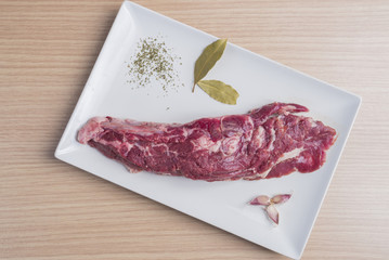Fillet of raw beef.