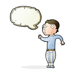 cartoon man in loud clothes with speech bubble