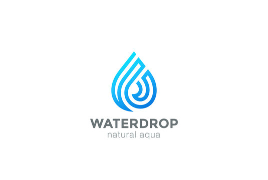 Water drop Logo design vector linear Waterdrop Aqua droplet icon