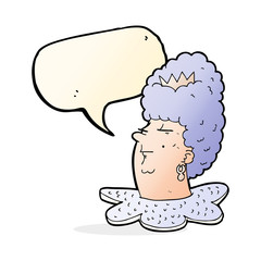 cartoon queen head with speech bubble
