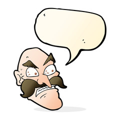 cartoon angry old man with speech bubble