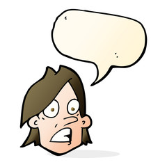 cartoon frightened face with speech bubble