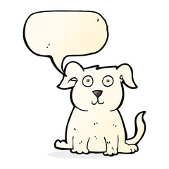 cartoon happy dog with speech bubble