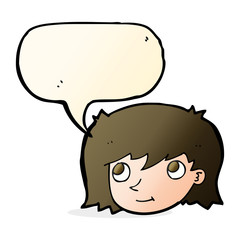 cartoon female face with speech bubble