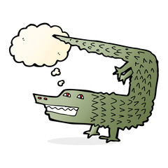 cartoon crocodile with thought bubble