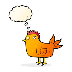 cartoon hen with thought bubble
