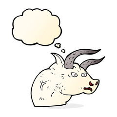 cartoon angry bull head with thought bubble