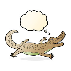 cartoon crocodile with thought bubble