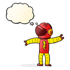 Obraz premium cartoon astronaut with thought bubble