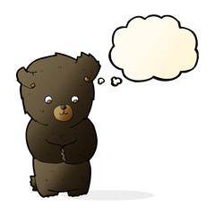 cute cartoon black bear with thought bubble