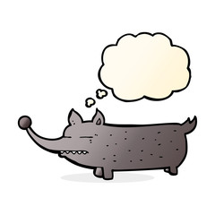 cartoon funny little dog with thought bubble