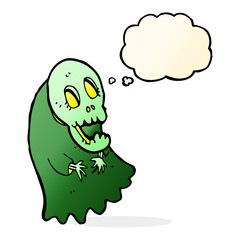 cartoon spooky ghoul with thought bubble