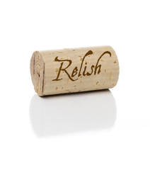 Relish Branded Wine Cork on White