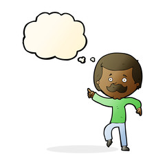 cartoon dancing dad with thought bubble