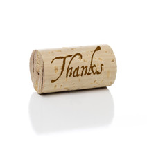 Thanks Branded Wine Cork on White