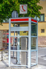 vintage phone box in Sardinia