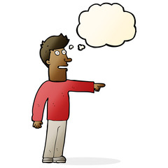 cartoon man pointing with thought bubble