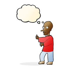 cartoon mean looking man with thought bubble