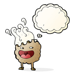 cookie cartoon character with thought bubble