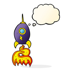 cartoon spaceship with thought bubble