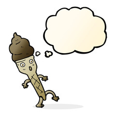 cartoon ice cream with thought bubble